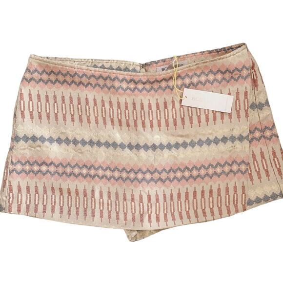 BCBG Pastel Geo Tribal Metallic Jaquard Print Skort Size 12 NWT - Picture 2 of 7